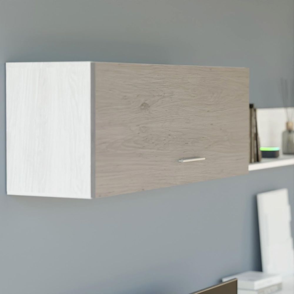Mueble de Salón con Leds, Acabado en Andersen Pino - Gris, Medidas: 250 cm (An) x 115 cm (Al) 40 cm (Fon) - Meyvaser