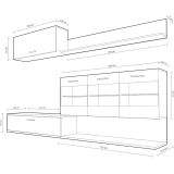 Mueble de Salón con Leds, Acabado en Andersen Pino - Gris, Medidas: 250 cm (An) x 115 cm (Al) 40 cm (Fon) - Meyvaser