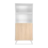 Mueble Bar para Salón, Aparador de Cocina, Color Blanco-Roble, Medidas: 60 cm (An) x 135 cm (Al) x 40 cm (Fon) – Meyvaser