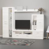 Mueble de Salón Moderno con Leds,Acabado en Andersen Pino, Medidas: 260 cm (An) x 191 cm (Al) 47,5 cm (Fon) Meyvaser
