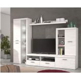 Mueble de Salón Moderno con Leds,Acabado en Andersen Pino, Medidas: 260 cm (An) x 191 cm (Al) 47,5 cm (Fon) Meyvaser