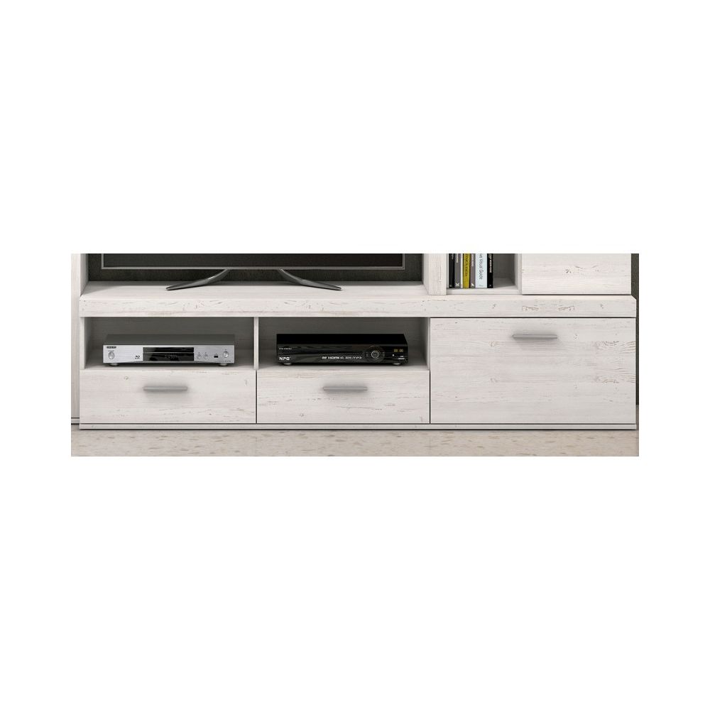 Mueble de Salón Moderno con Leds,Acabado en Andersen Pino, Medidas: 260 cm (An) x 191 cm (Al) 47,5 cm (Fon) Meyvaser