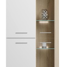 Mueble de Salón Moderno con Leds, Acabado en Cambria - Blanco, Medidas: 260 cm (An) x 191 cm (Al) 47,5 cm (Fo) Meyvaser