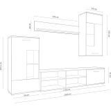 Mueble de Salón Moderno con Leds, Acabado en Cambria, Medidas: 229 cm (An) x 200 cm (Al) 38 cm (Fon) - Meyvaser