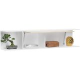 Conjunto de Salón Mueble Completo: Bajo TV, Mueble Bar, Estantería y Mueble Colgar - Estilo Roble y Blanco.