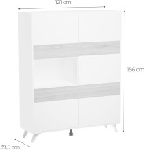 Mueble Vitrina para Salón o Comedor, Aparador cocina, Color Roble y Blanco, Medidas: 120 cm (An) x 150 cm (Al) x 40 cm (Fon)