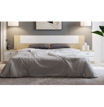 Cabezal + Dos Mesitas de Noche,Acabado en Cambrian y Blanco, Medidas: 247 cm (An) x 54 cm (Al) x 33 cm (Fon) - Meyvaser