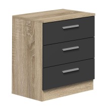 Pack Cabecero y 2 Mesitas de Noche, Acabado en Cambria y Grafito, Medidas: 220 cm (An) x 50 cm (Al) x 35 cm (Fo