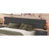 Pack Cabecero y 2 Mesitas de Noche, Acabado en Cambria y Grafito, Medidas: 220 cm (An) x 50 cm (Al) x 35 cm (Fo
