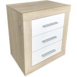 Pack Cabecero de 160 x 120 cm + 2 Mesitas de Noche| Color Cambria y Blanco (para Cama de 135-140 o 160)