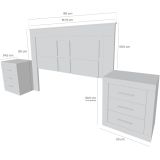 Pack Cabecero de 160 x 120 cm + 2 Mesitas de Noche| Color Cambria y Blanco (para Cama de 135-140 o 160)