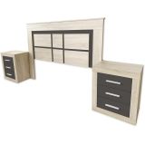 Pack Cabecero de 160 x 120 cm + 2 Mesitas de Noche| Color Cambria y Grafito (para Cama de 135-140 o 160)