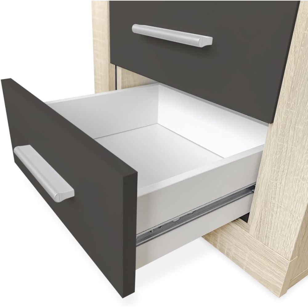 Pack Cabecero de 160 x 120 cm + 2 Mesitas de Noche| Color Cambria y Grafito (para Cama de 135-140 o 160)