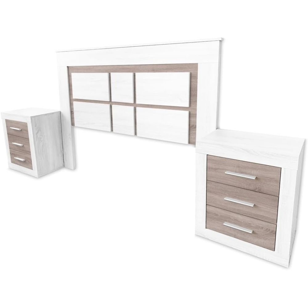 Pack Cabecero de 160 x 120 cm + 2 Mesitas de Noche|Colores Andersen y Pino Gris (para Cama de 135-140 o 160) – Meyvaser