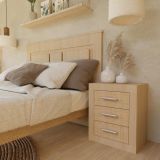 Mesita de Noche, Mesilla de Dormitorio, Color Madera, Medidas: 50 cm (Largo) x 34,6 cm (Fondo) x 60 cm (Alto)