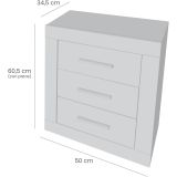 Mesita de Noche, Acabado en Color Cambria y Blanco, Medidas: 50 cm (Largo) x 34,6 cm (Fondo) x 60 cm (Alto)