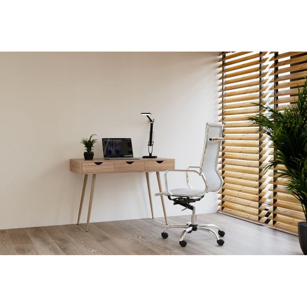 Mesa Escritorio Roble con 3 Cajones y Patas Estilo Escandinavo – Compacta y Funcional, 110x50x75 cm
