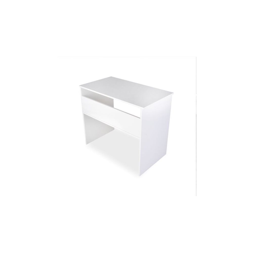 Mesa de Escritorio, Mesas para Ordenador, Acabada en Blanco, Medidas: 90 cm (An) x 49,5 cm (Fon) x 77 cm (Al)