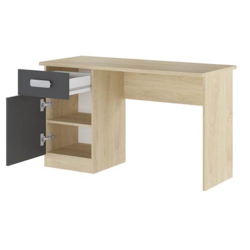 Mesa de Estudio, Escritorio con 2 Cajones, Mesa de Ordenador, Acabado en Color Grafito y Cambrian 70.8 x 120 x 49.8 cm