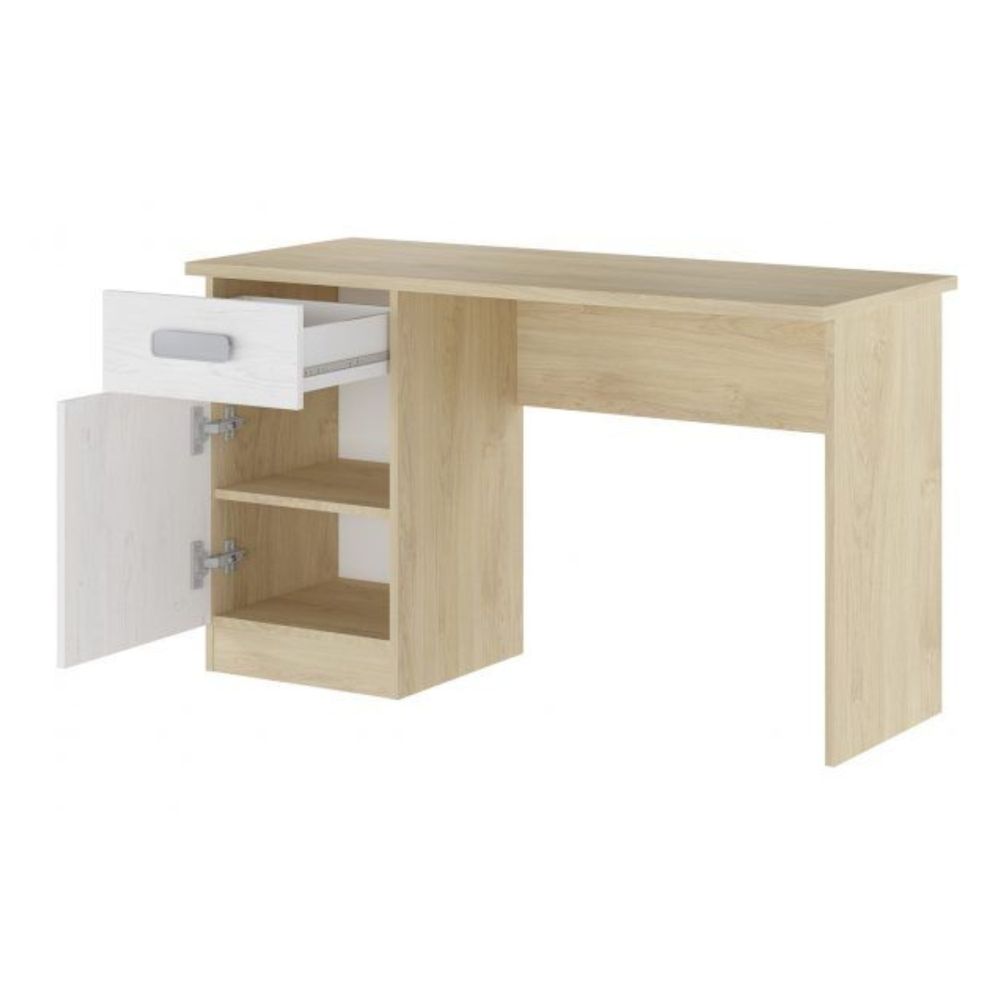 Mesa de Estudio, Escritorio con 2 Cajones, Mesa de Ordenador, Acabado en Color Blanco y Cambrian 70.8 x 120 x 49.8 cm