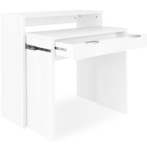 Mesa Escritorio Extensible, Color Blanco, Medidas: 90 cm (Largo) x 33-63,4 cm (Ancho) x 87,5 cm (Alto)
