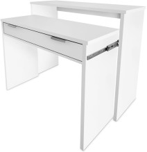 Mesa Escritorio Extensible, Color Blanco, Medidas: 90 cm (Largo) x 33-63,4 cm (Ancho) x 87,5 cm (Alto)