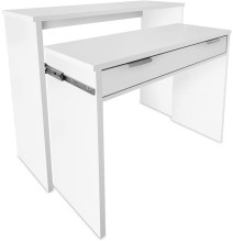 Mesa Escritorio Extensible, Color Blanco, Medidas: 90 cm (Largo) x 33-63,4 cm (Ancho) x 87,5 cm (Alto)