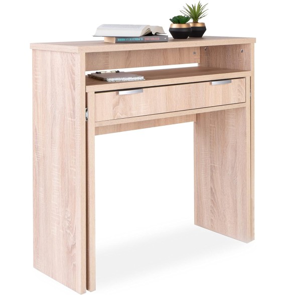 Mesa Escritorio Extensible, Color Cambrian, Medidas: 90 cm (Largo) x 33-63,4 cm (Ancho) x 87,5 cm (Alto)