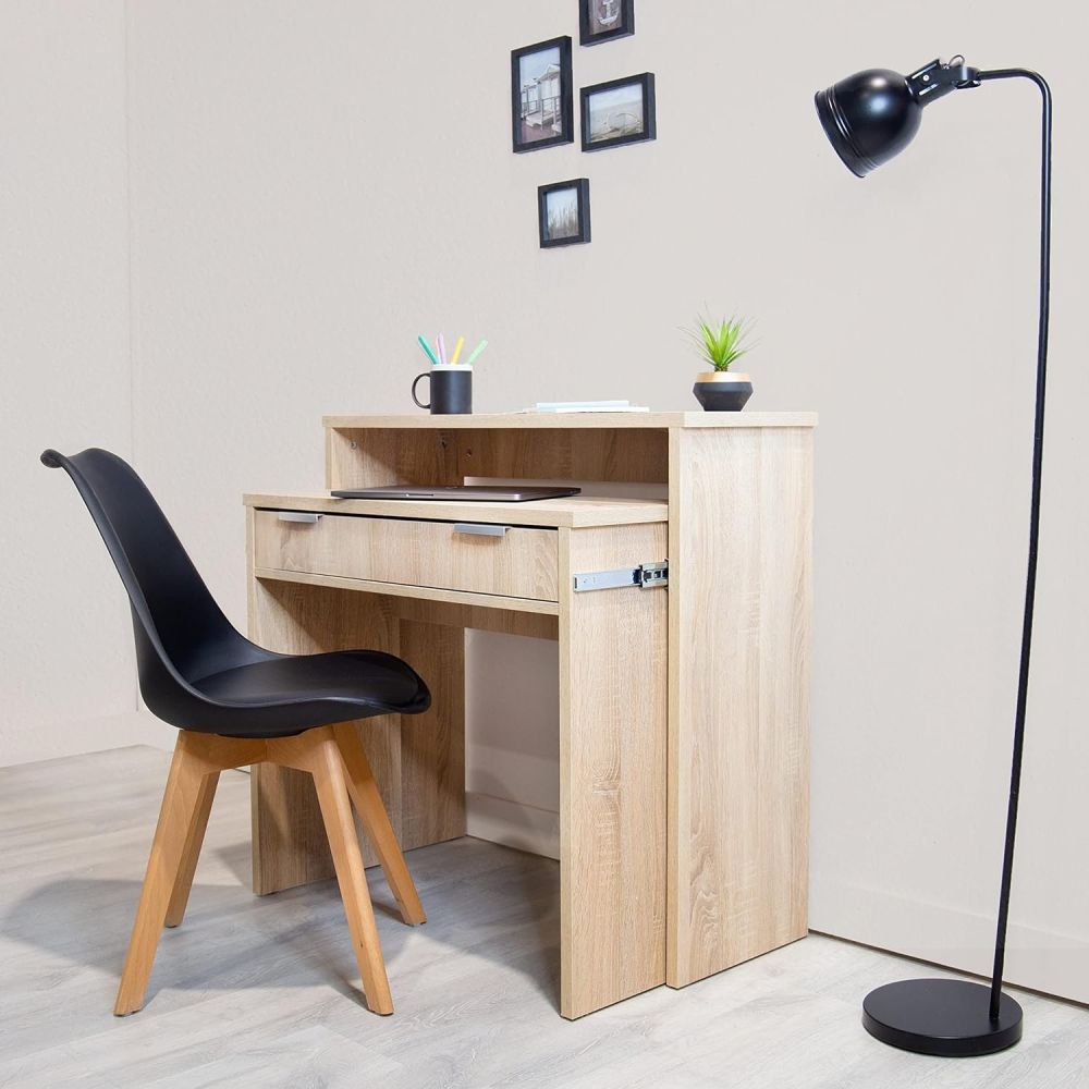 Mesa Escritorio Extensible, Color Cambrian, Medidas: 90 cm (Largo) x 33-63,4 cm (Ancho) x 87,5 cm (Alto)