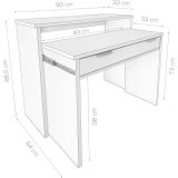 Mesa Escritorio Extensible, Color Cambrian, Medidas: 90 cm (Largo) x 33-63,4 cm (Ancho) x 87,5 cm (Alto)