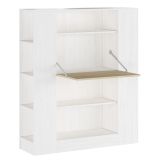 Estantería con Escritorio, Acabado en Blanco y Madera, Medidas: 119,6 cm (Largo) x 139,6 cm (Alto) x 34,5 Cm