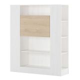 Estantería con Escritorio, Acabado en Blanco y Madera, Medidas: 119,6 cm (Largo) x 139,6 cm (Alto) x 34,5 Cm