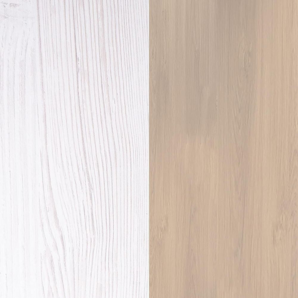 Estantería con Escritorio, Acabado en Blanco y Madera, Medidas: 119,6 cm (Largo) x 139,6 cm (Alto) x 34,5 Cm