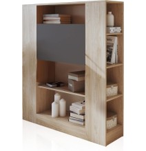 Estantería con Escritorio, Acabado en Cambrian y Grafito, Medidas: 119,6 cm (Largo) x 139,6 cm (Alto) x 34,5 Cm