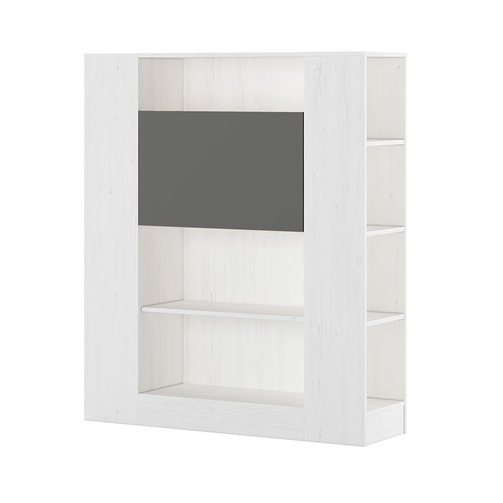 Estantería con Escritorio, Acabado en Blanco y Grafito, Medidas: 119,6 cm (Largo) x 139,6 cm (Alto) x 34,5 Cm