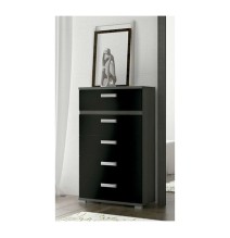Sinfonier 5 Cajones, Cómoda, Almacenaje Dormitorio, Color Negro, Medidas: 60 cm (Lar) x 109,4 cm (Al) x 39,6 cm de (Fon)