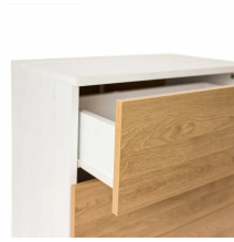 Sinfonier con 5 Cajones y con Patas, Comoda Cajonera, Color Roble y blanco, 60cm (An) x 118,5cm (Al) x 37,8cm (Fon)
