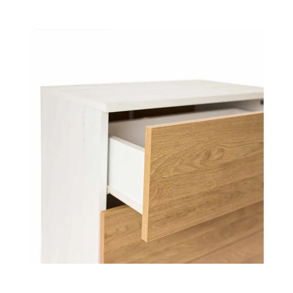 Sinfonier con 5 Cajones y con Patas, Comoda Cajonera, Color Roble y blanco, 60cm (An) x 118,5cm (Al) x 37,8cm (Fon)