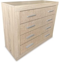 Cómoda con 4 Cajones, Sinfonier, Práctica y Funcional, Color Madera, Medidas: 60 cm (An) x 81.5 cm (Al) x 39.5 cm (Fo)