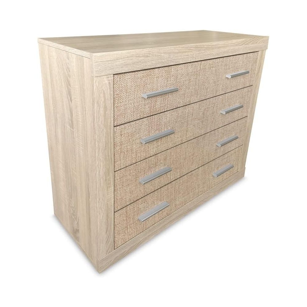 Cómoda con 4 Cajones, Sinfonier, Práctica y Funcional, Color Madera, Medidas: 60 cm (An) x 81.5 cm (Al) x 39.5 cm (Fo)