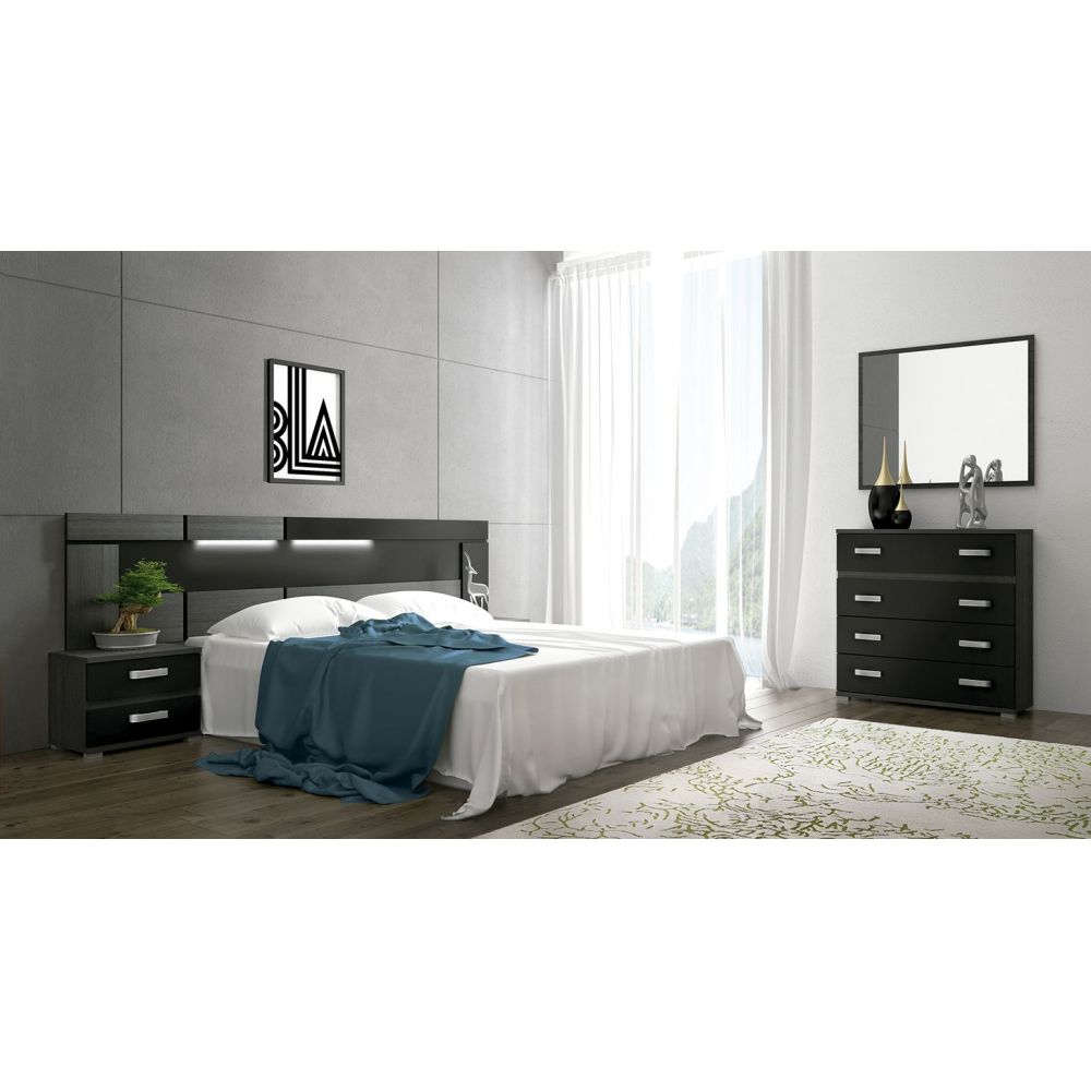 Comoda 4 Cajones, Mueble Almacenaje Dormitorio, Color Blanco y Grafito, Medidas: 89 cm (Lar) x 89,6 cm (Al) x 39,6 cm de (Fon)