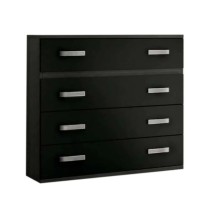 Cómoda 4 Cajones, Mueble Almacenaje Dormitorio, Color Ceniza y Negro, Medidas: 89 cm (Lar) x 89,6 cm (Al) x 39,6 cm de (Fon)