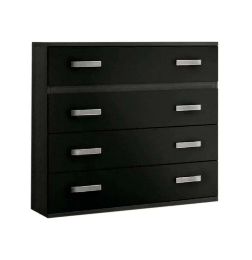 Cómoda 4 Cajones, Mueble Almacenaje Dormitorio, Color Ceniza y Negro, Medidas: 89 cm (Lar) x 89,6 cm (Al) x 39,6 cm de (Fon)
