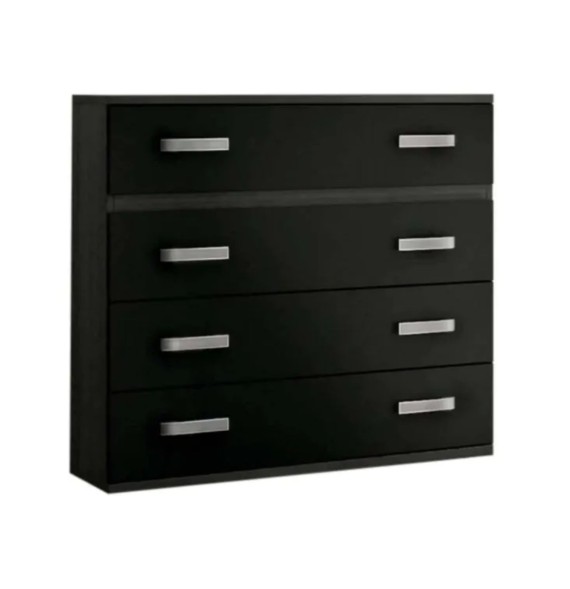 Cómoda 4 Cajones, Mueble Almacenaje Dormitorio, Color Ceniza y Negro, Medidas: 89 cm (Lar) x 89,6 cm (Al) x 39,6 cm de (Fon)