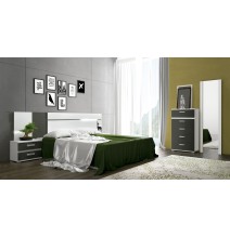 Sinfonier 5 Cajones, Cómoda,Dormitorio, Color Blanco y Grafito, Medidas: 60 cm (Lar) x 109,4 cm (Al) x 39,6 cm de (Fon)