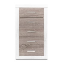 Sinfonier 5 Cajones, Cómoda, Dormitorio, Acabado en Andersen Pino y Gris/ 60 cm (Lar) x 106,5 cm (Al) x 39,6 cm de (Fon)