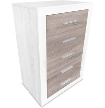 Sinfonier 5 Cajones, Cómoda, Dormitorio, Acabado en Andersen Pino y Gris/ 60 cm (Lar) x 106,5 cm (Al) x 39,6 cm de (Fon)