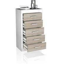 Sinfonier 5 Cajones, Cómoda, Dormitorio, Acabado en Andersen Pino y Gris/ 60 cm (Lar) x 106,5 cm (Al) x 39,6 cm de (Fon)