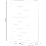 Sinfonier 5 Cajones, Cómoda, Dormitorio, Acabado en Andersen Pino y Gris/ 60 cm (Lar) x 106,5 cm (Al) x 39,6 cm de (Fon)