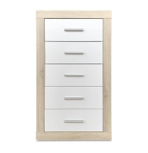 Sinfonier 5 Cajones, Cómoda,Dormitorio, Acabado en Cambria y blanco/ 60 cm (Lar) x 106,5 cm (Al) x 39,6 cm de (Fon)